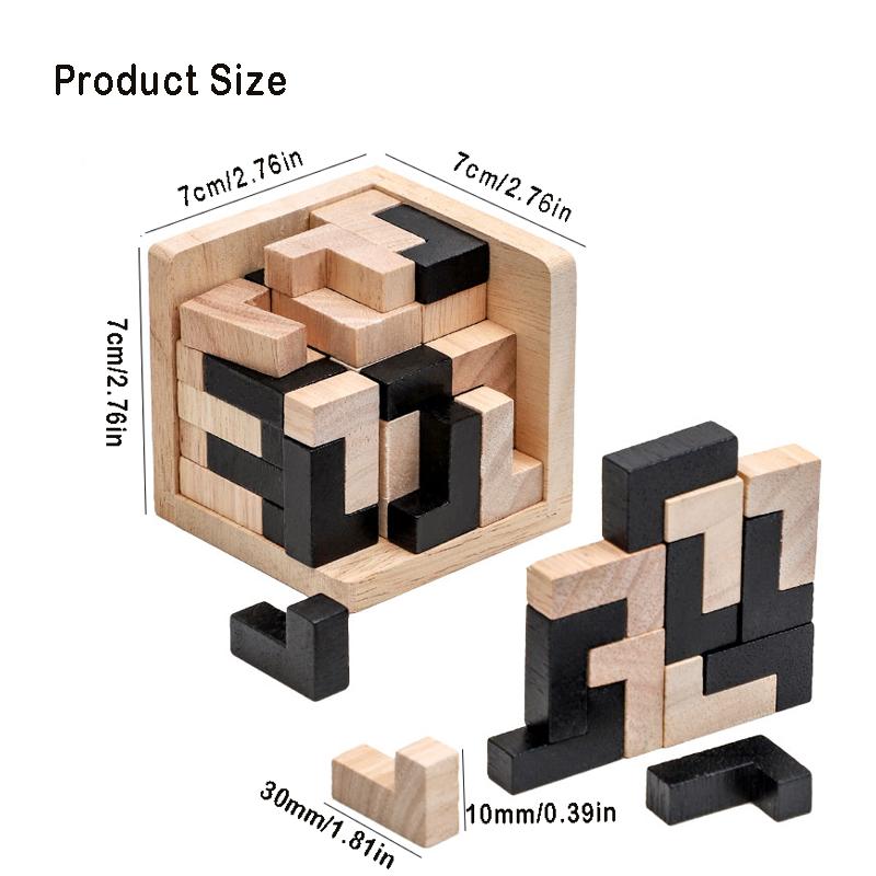

3D Cube Puzzle Luban Interlocking CreativeEducational Wooden Toy Brain lQ Mind EarlyLearning Game Gift For Children Letter 54L