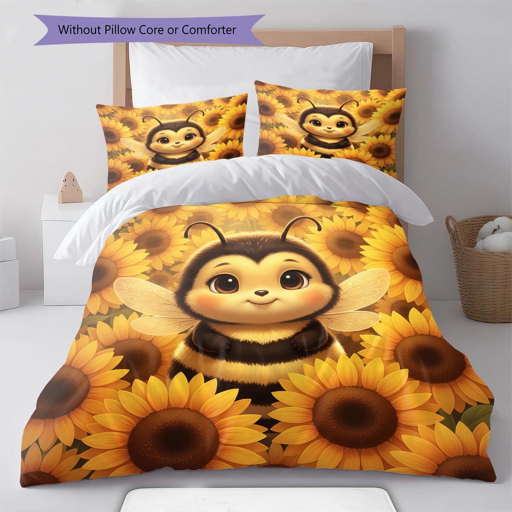 Pościel z wzorem kreskówkowym Zestaw kołdry Poszewka na kołdrę Poszewka na poduszkę Dekoracja domu Prezent urodzinowy (1 * poszwa na kołdrę + 2 * poszewki na poduszki, bez rdzenia)