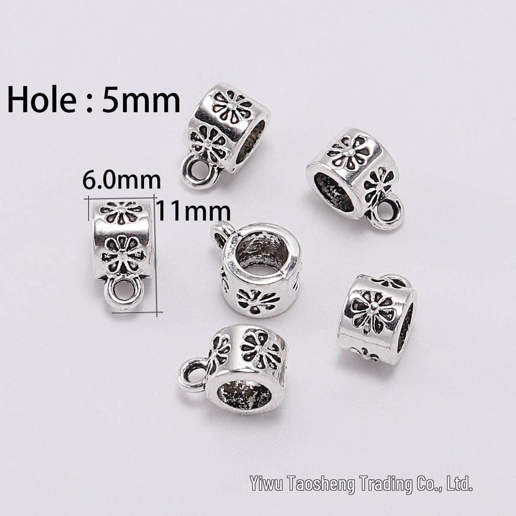 DIY šperky doplňky: Starožitné stříbrné distanční korálky s velkým otvorem pro náramky Pandora a trojcestné náhrdelníky - Sada 20 kusů.