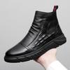 Martin Boots Men's Spring and Autumn New Men's Cotton Shoes Velvet Casual Leather Shoes Men's High-top Shoes Fashion Shoes