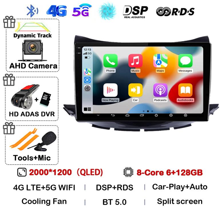 Android 14 Carplay Auto For Chevrolet Trax 2017 2018 2019 Navigation Car Radio 2 DIN GPS Stereo Multimedia Player Head Unit DSP