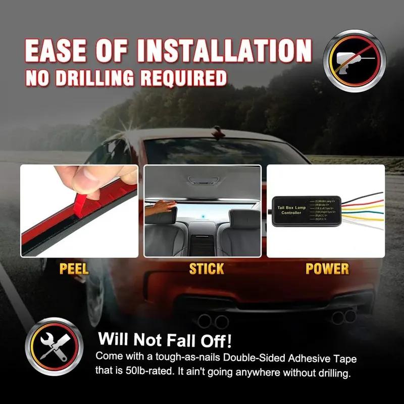 Car LED Brake Light Strip 5 Function Sequential Rear Tail Warning Lights Waterproof for Truck VAN SUV Bus Signal Lamp