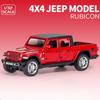 Schaal 1/32 Jeep Wrangler Gladiator pick-up truck, legering automodel gegoten metalen speelgoed terreinvoertuigen met geluid en licht collectie kindercadeau
