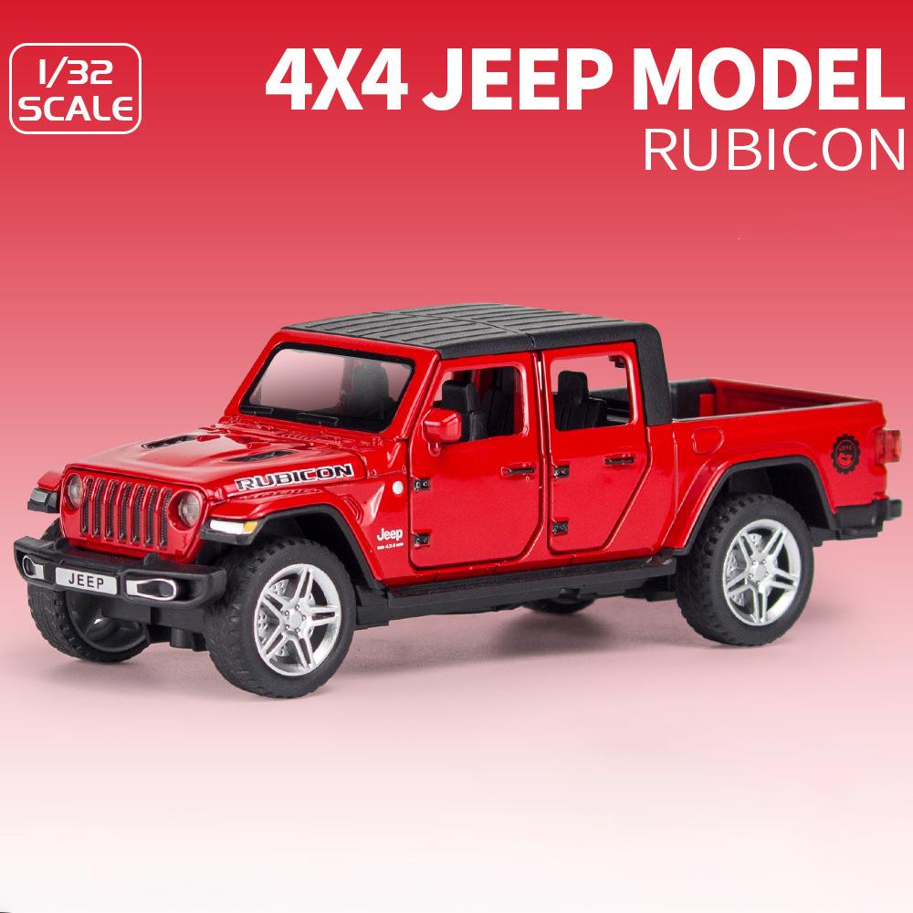 Schaal 1/32 Jeep Wrangler Gladiator pick-up truck, legering automodel gegoten metalen speelgoed terreinvoertuigen met geluid en licht collectie kindercadeau