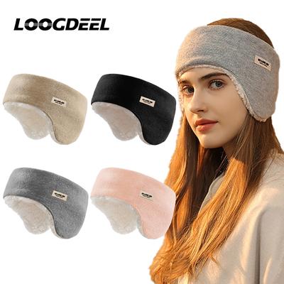 Loogdeel Anti-Cold Warm Thickened Fleece Ear Protection Head Cover Windproof Thermal Cycling Headband Winter Earmuffs Headwear