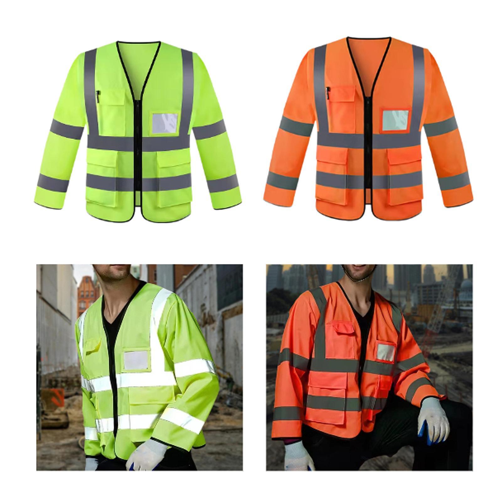 

Reflective Vest Clothing Long Sleeved for Men Women Comfortable High Visibility Vest for Security Paving Traffic Landscaping помаранчевий