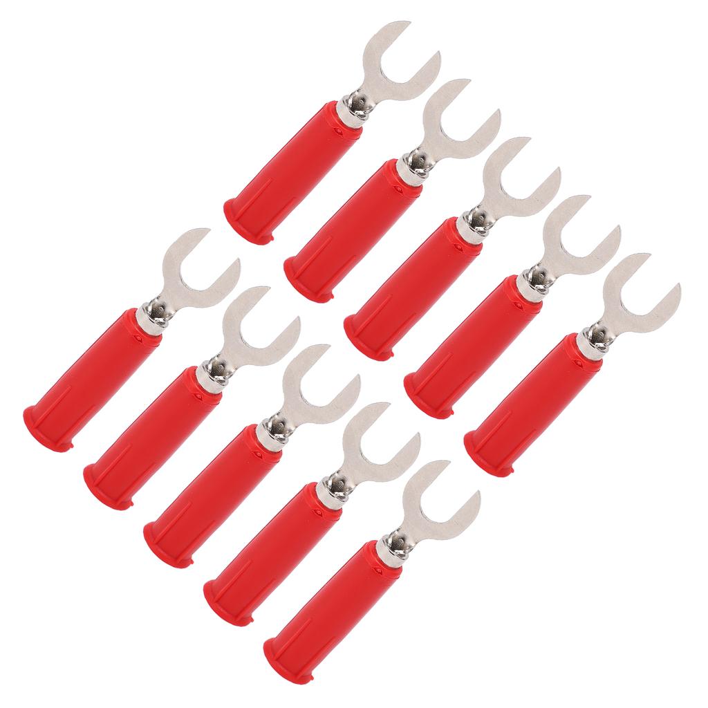 10Pcs J.20019 6mm U Shape Insert Plug High Pressure Resistant Y Type Banana Plug for Electronic Industrial EquipmentRed