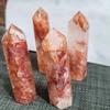 Natural Crystal Red Gum Flower Hexagonal Single Pointed Pillar Polishing Hexagonal Columns with Original Decorative Stones