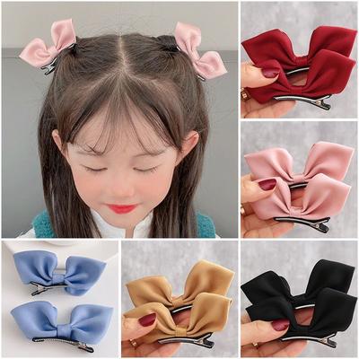 2 Stück Neue Koreanische Schleifen-Haarnadeln Kinder Süß Niedliche Kopfbedeckung Mädchen Clips Spangen Haarklammern Haaraccessoires