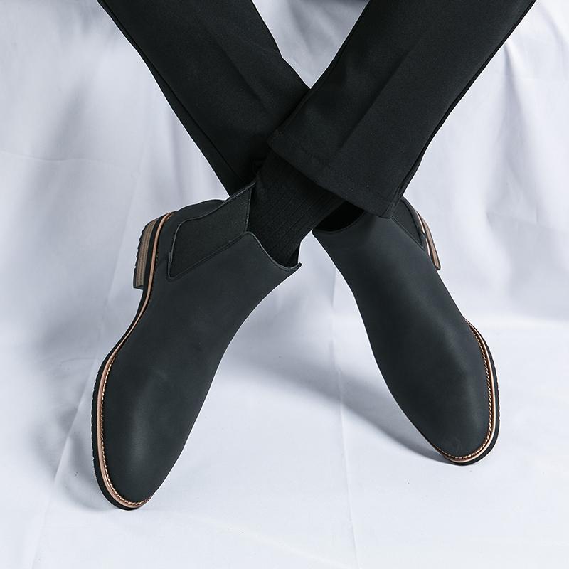 Men’s Black Boots Dress Formal Leather Chelsea Boots Pointed Toe Shoes Tuxedo Wedding Shoes Plus Size