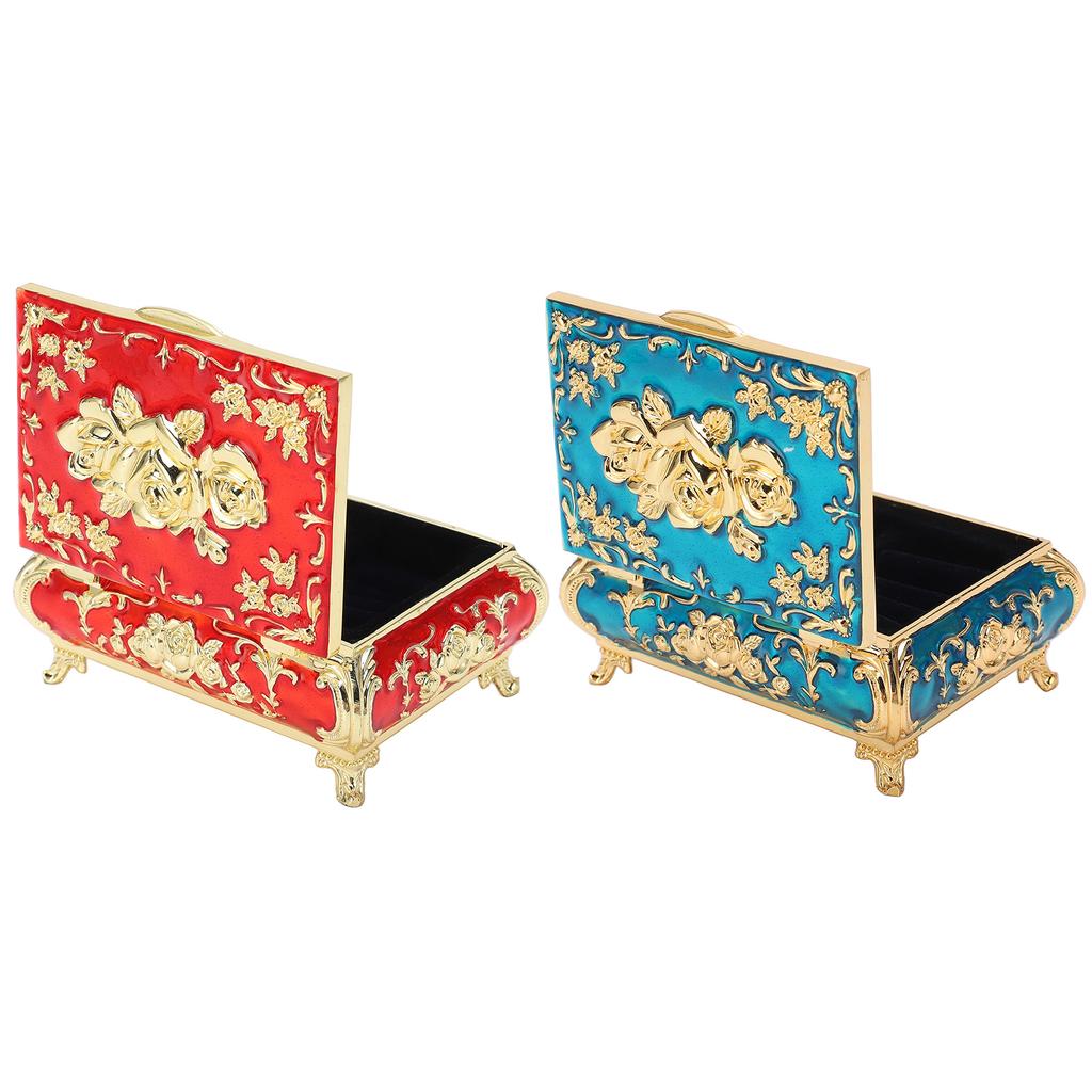 Vintage Jewelry Box Vintage Style Zinc Alloy Glossy Bright Vibrant Colors Scratch Proof Soft Velvet