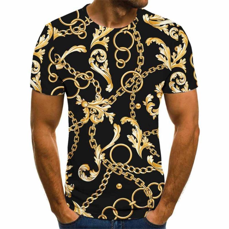 Summer Men's Round Neck Short Sleeved T-shirt Street Fashion 3D Digital Printed T-shirt Top