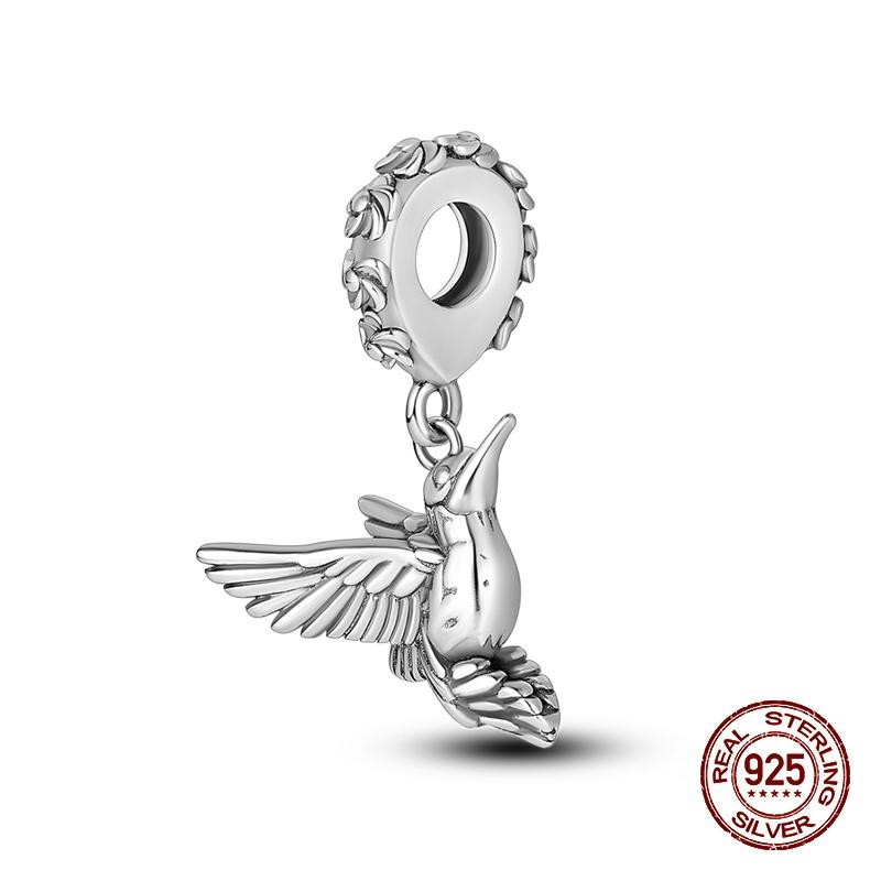 

Copper Color Flamingos Feather Flowers Birds Charms Beads Fit Pandach Original Bracelets Fine Fashion Diy Jewelry Gift