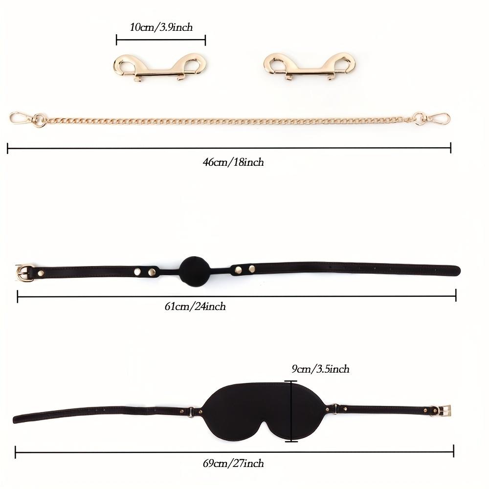 13pcs BDSM Bondage Fun Set For Adult Restraint, Leather Handcuffs, Ankle Cuffs, Eye Mask, Mouth Plugs Ball Gag For Couples Flirting Sex Toys