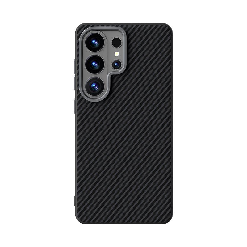 

Luxury Carbon Fiber Pattern Phone Case for Samsung Galaxy S26 Ultra S25 Edge S26Pro S24 Plus FE Wireless Charging Magnetic Cover Galaxy S24 Ultra чёрный