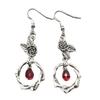 Halloween Gothic Vintage Rose & Roter Edelstein Kristall Dorn Ohrringe