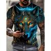 Men's T Shirt 3D Animal Printed Tees Fashion Wolf Pattern Short Sleeve Tops Casual O-neck T-Shirts Streetwear