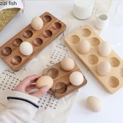 Simplicity Creative Solid Wood Storage Tray Home Egg Storage Tray Storage Rack Kitchen Refrigerator Egg Storages Container