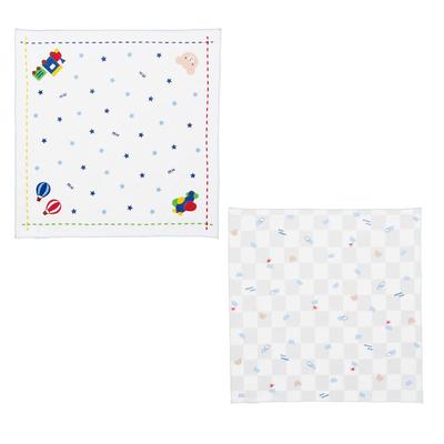Gauze Handkerchief Gauze Set of Made In 35 X 35 Childbirth Baby Baby Gift Blue [MIKI HOUSE] Set, Handkerchief, Towel, 2, 100% Cotton, Japan, Cm,