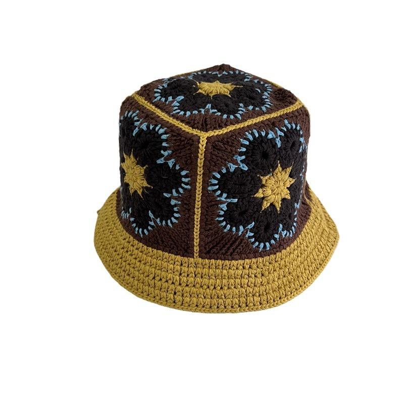 Retro color handmade knitted fisherman's hat children spring and autumn versatile atmosphere breathable washbasin hat