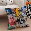 Street Fashion Graffiti Art Patterns Cushion Cover Linen Pillow Case Soft Breathable Protective Couch Room Decoration