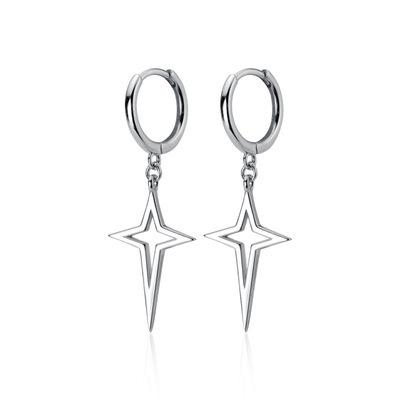 Orecchini a forma di stella color argento semplici per donna, orecchini a cerchio con cuore in pietra opale, punk Y2K, carini da indossare ogni giorno, gioielli e regali per feste