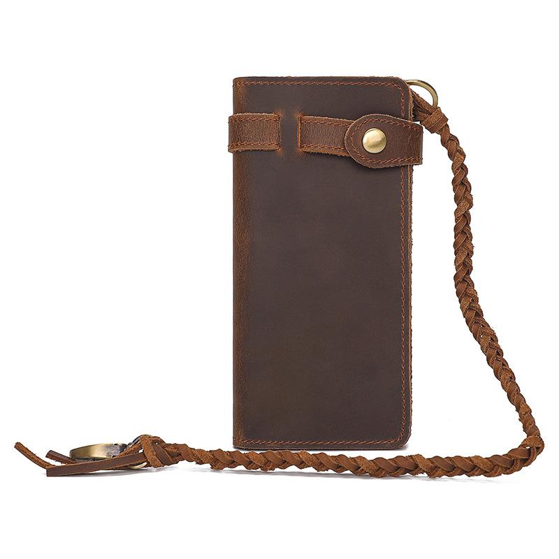 

Retro Men s Wallet with Top Layer Cowhide, Long Multi Slot Leather Wallet and Handbag Anti-theft Design коричневый