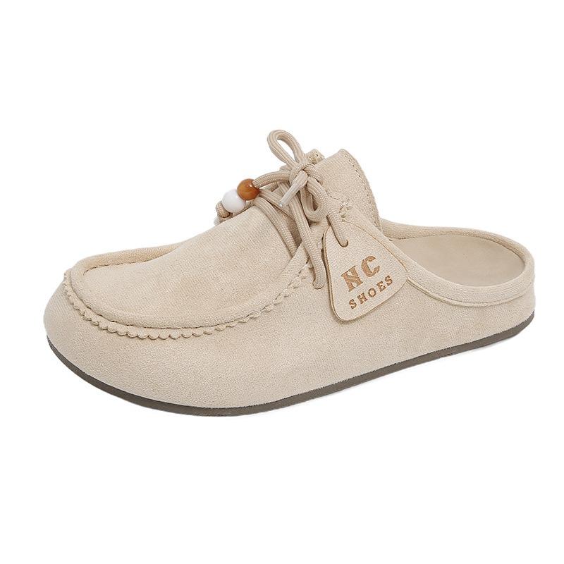 Little White Shoes Children's Autumn New Female Student Casual Trend Half Drag Versatile Women's Shoes