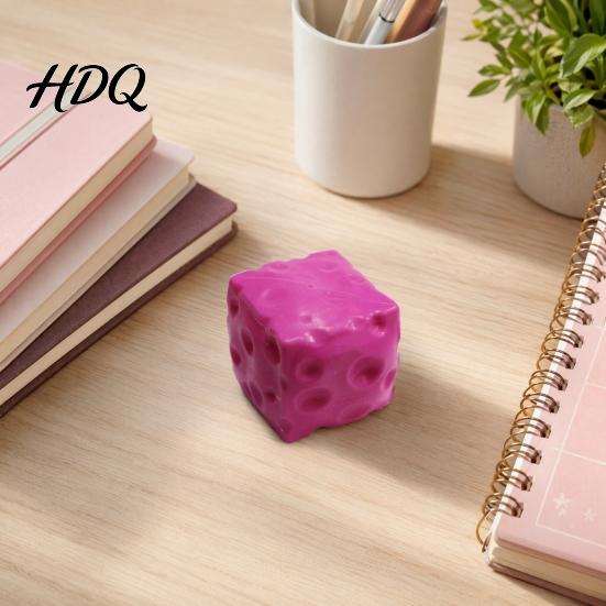 Stress Relief Gadget Giant Cheese Squeeze Toy Anxiety Cube Sensory Relaxation Ball Soft Stretchy Block Pinch Home Office Tool TPR