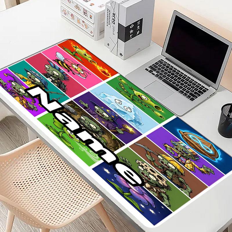 Custom Name Personalized Plants vs. Zombies Pattern Mousepad, Laptop PC Desk Mat, Decorative Desk Mat for Home Keyboard Pad Gift