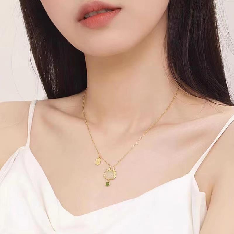 Ping An Bubble Dragon Pendant Necklace Women's New Chinese Style High-end Collarbone Chain Gift