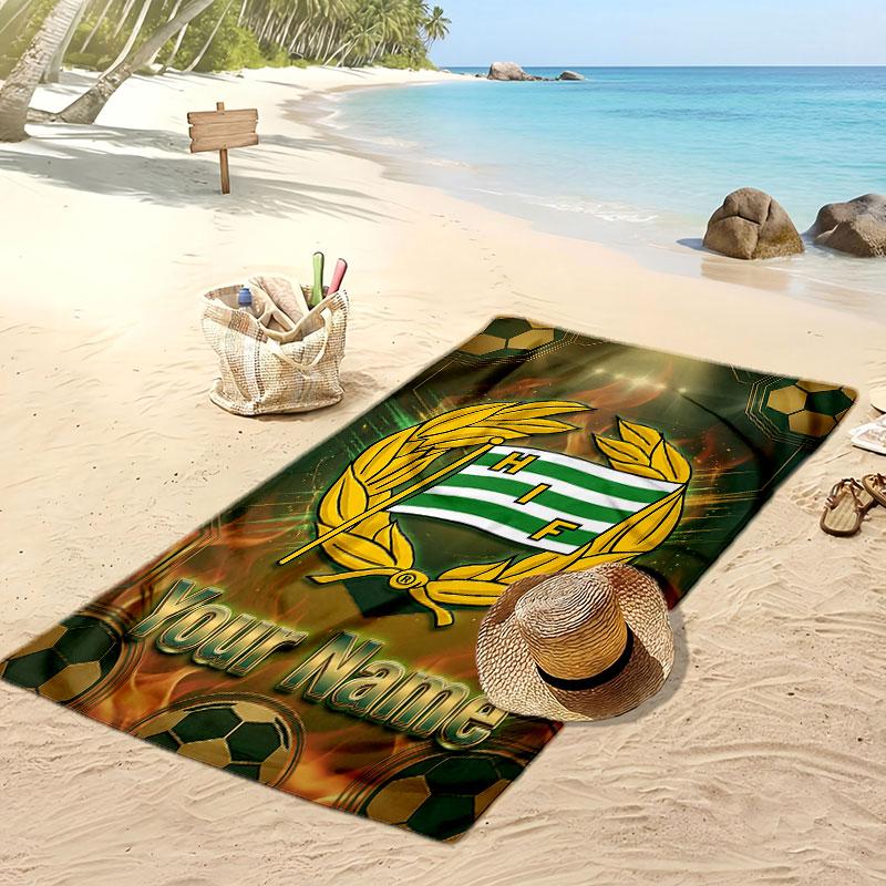 Hammarby Gepersonaliseerde Bedrukte Strandlaken Voetbal Logo Steun Aangepaste Naam Tekst Absorberende Handdoek Voor Sport Reizen Speciaal Cadeau