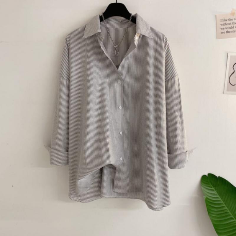 Honey J So Hen Stripe Boxy Fit Long Shirt  2color 