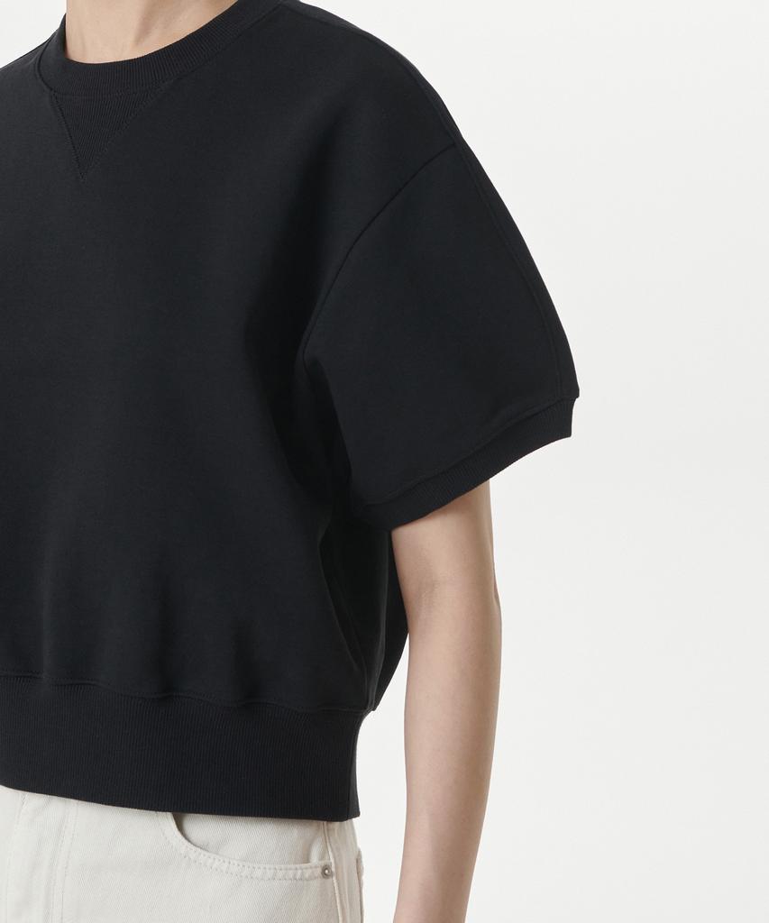 MUSINSA STANDARD WOMAN Women'S Double Knit Short Sleeve Sweatshirt [Black]