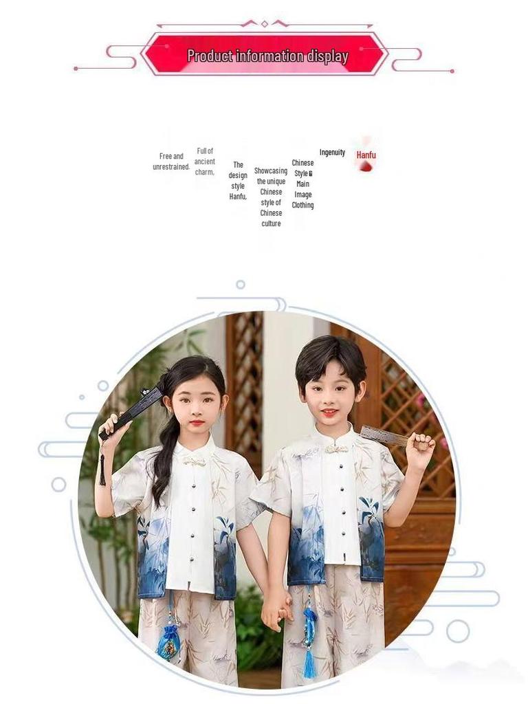 Kids' Traditional Hanfu Costume for Guzheng Performance – Ancient Tang Style for Girls and Boys’ Ceremony