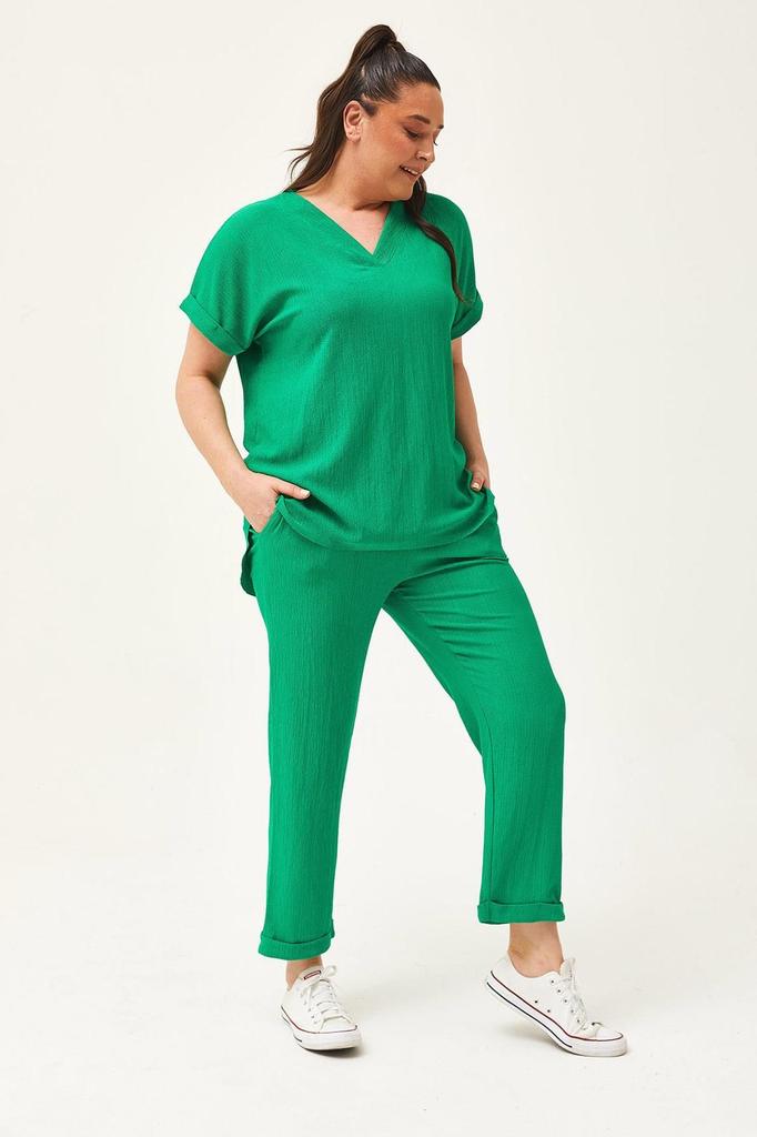 Damenmode Übergröße Trainingsanzug Set Plus Size Capri Grün Trainingsanzug Set