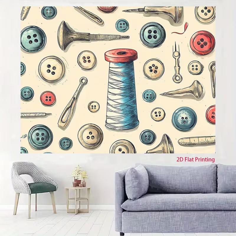 

Vintage Sewing Room Backdrop Buttons Thread Spool Tools Photography Background 47.2x31.5inch/120*80cm