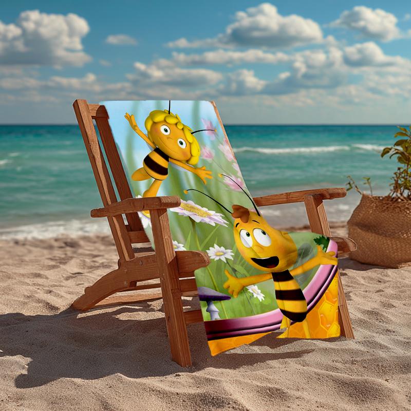 Ultra-Soft Beach Towel with maya the bee Theme,Ideal for Pool - Camping, Diving - Perfect Travel Essential, Vibrant Beach Towel.
