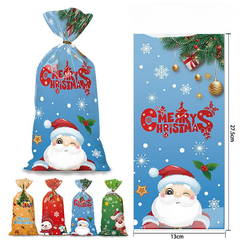 Cartoon, Four In One, Christmas Candy Packaging Bag, Santa Claus Gift Bag, Biscuit Flat Mouth Bag, OPP