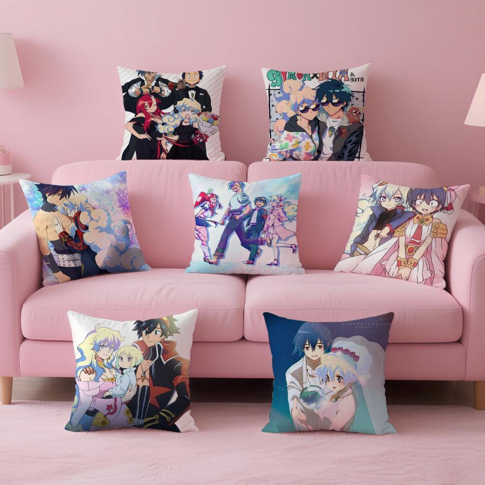 Comics LLagann Cushion Cover Pillow Case Soft Friendly Fabric Concealed Zipper
