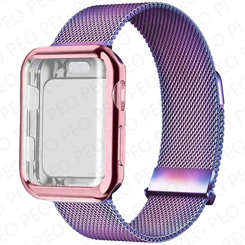 Case+Milanese Loop For Apple Watch Band 44mm 38mm-42mm-40mm Metal Magnetic bands iwatch Series 9 8 7 6 5 4 3 SE 45mm 41mm Strap