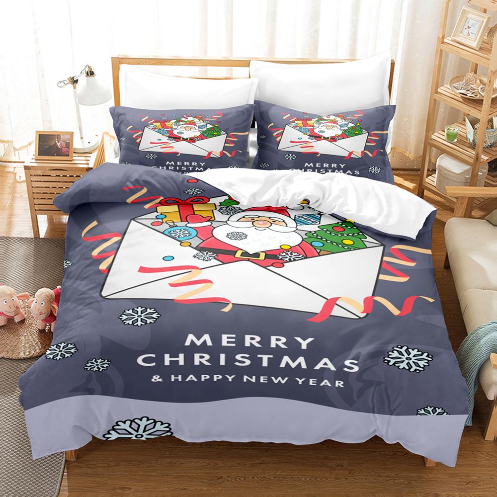 Merry Christmas Duvet Cover Christmas Graffiti Bedding Set Happy New Year Quilt Cover Holiday Gifts Bedroom Decoration