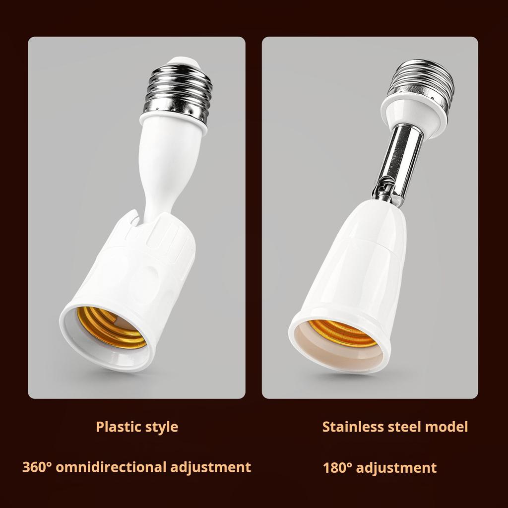 2Pieces E27 Male To Female Lights Bulb Adapter With 180 Degree Flexibility For Illumination Positioning