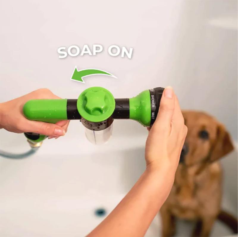 Spruzzatore in schiuma per lavaggio auto, ad alta pressione, ugello di ricambio a 8 vie, con dispenser di sapone da 100 cc, per acqua e giardino, tubo di fissaggio (giallo