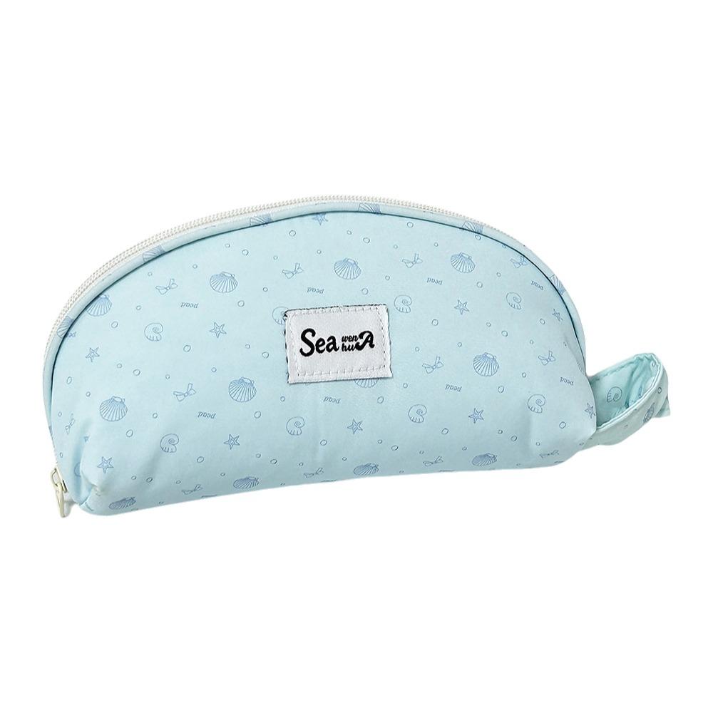 

1pc with Handle Pen Bag Large Capacity Stationery Bag Portable Pencil Case School Office Blue Shell