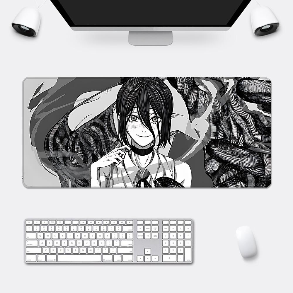 Anime Chainsaw Man Mauspade HD-Druck Computer-Gamer Verriegelungskante Rutschfestes Mauspade XXLxcm Tastatur PC Schreibtischunterlage