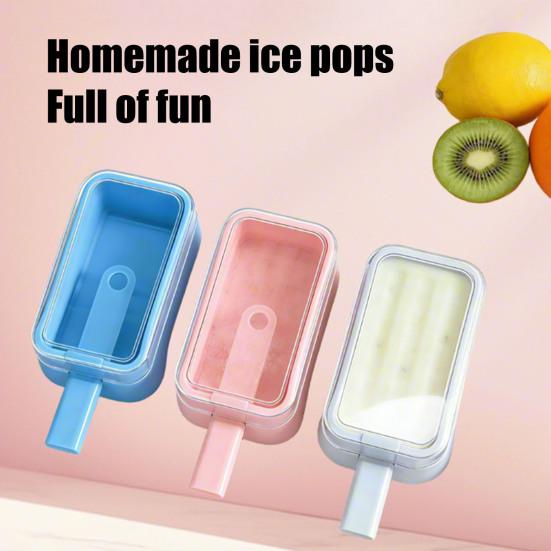 Silicone Ice Pop Mold with Stick, Food Grade Reusable Ice Cream Maker with Lid, DIY Summer Freezer Ice Lolly Mold for Kitchen