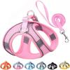 Harnais Gilet pour Chat Ensemble Corde de Poitrine Avec Corde de 1,5M Réfléchissant Respirant Réglable Harnais pour Animal de Compagnie Pour Chien de Petite et Moyenne Taille Marche Extérieure