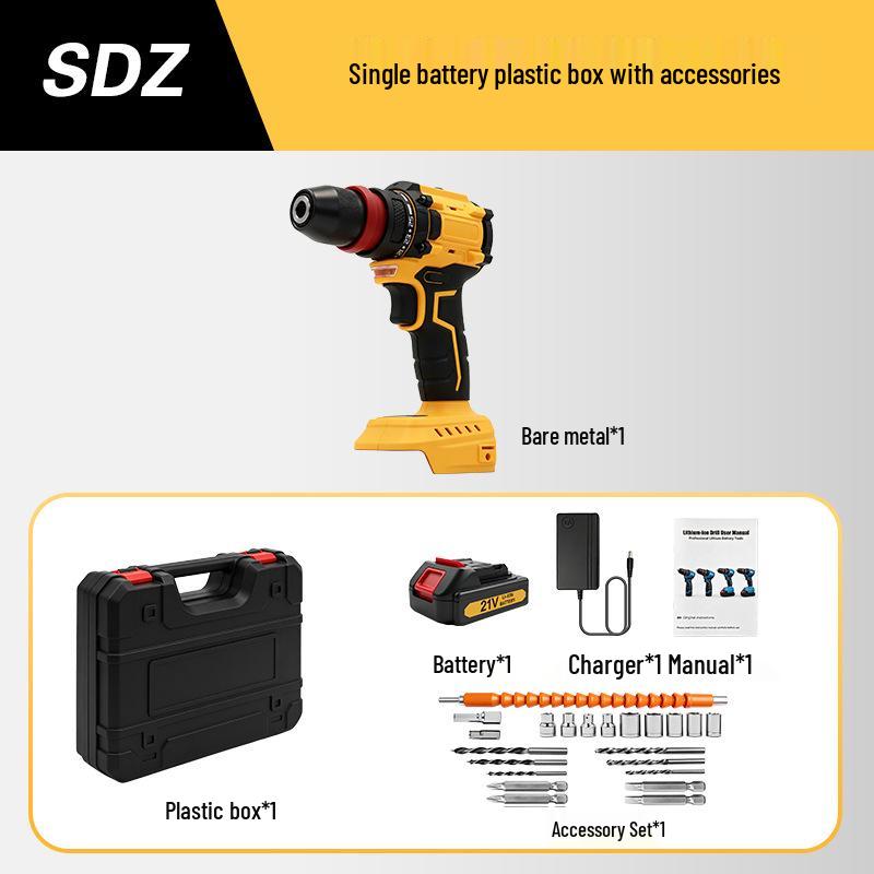 21V Brushless Cordless Electric Drill & Screwdriver Set with Lithium Battery