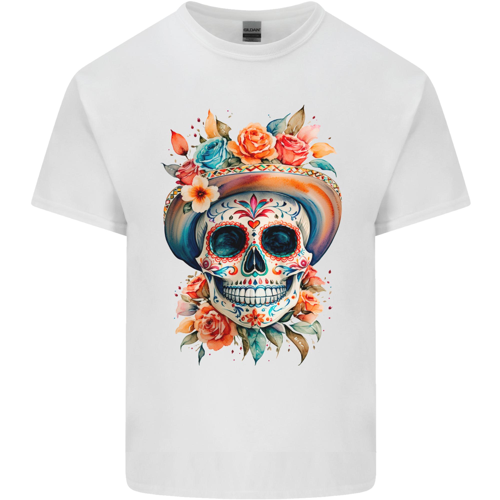 DOTD Flowers Day of the Dead Sugar Skull Unisexs Light Cotton TShirt S